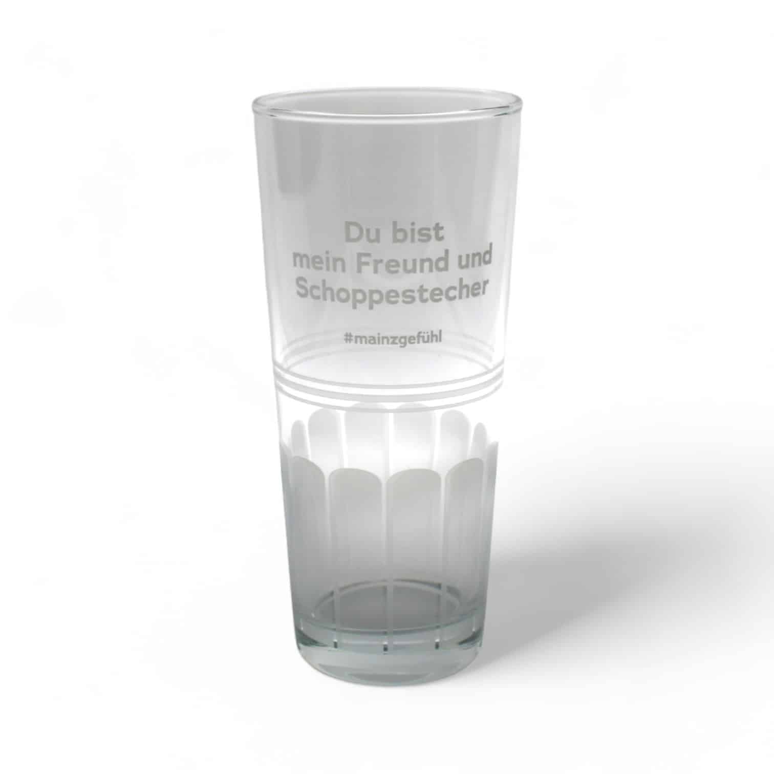 Schorleglas mit Aufschrift "Du bist mein Freund und Schoppenstecher"