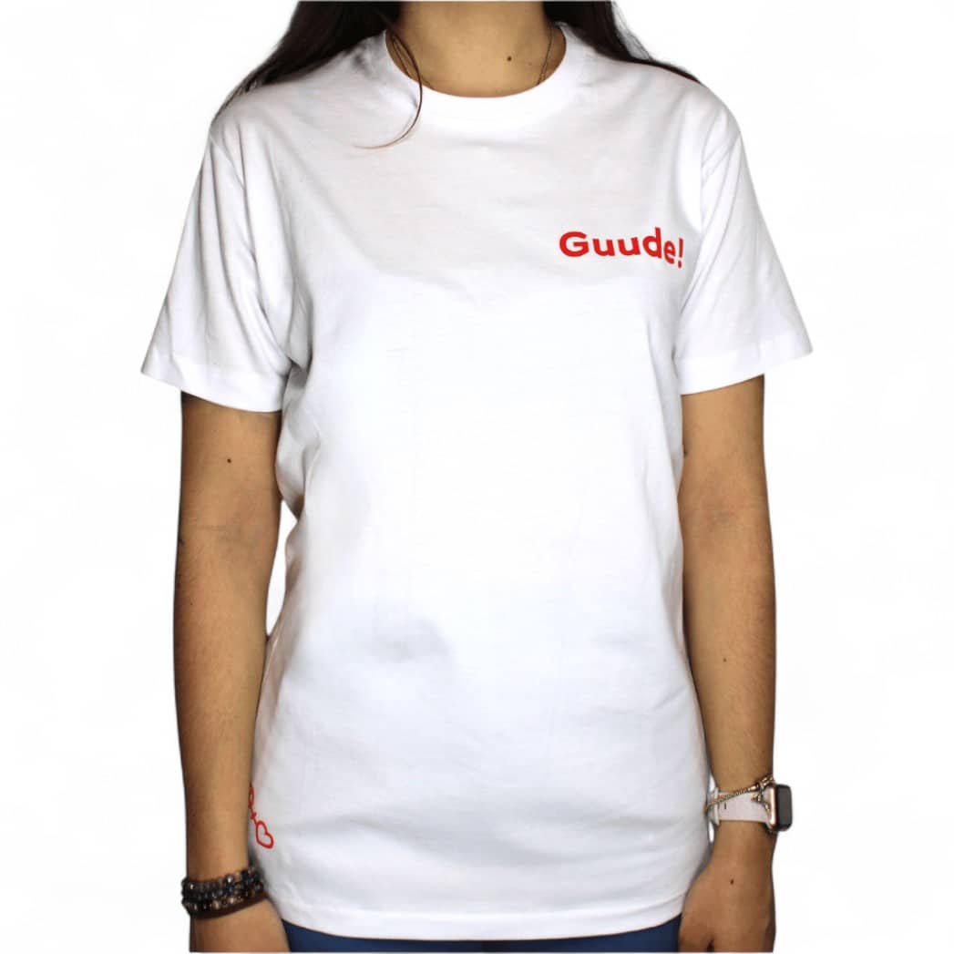 #mainzgefühl T-Shirt mit Aufschrift "Guude" auf der linken Brust