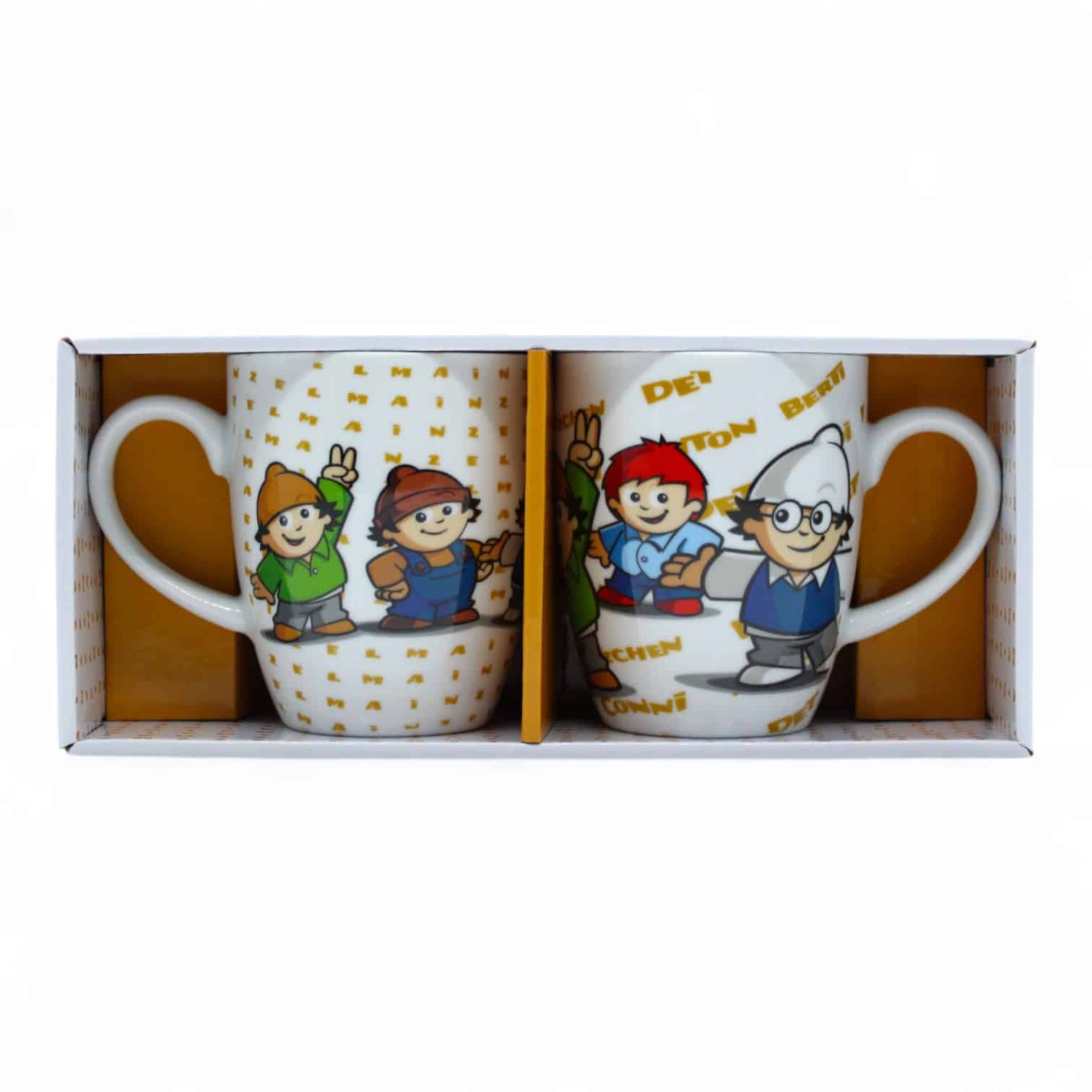 2 Mainzelmännchen Becher mit 2 Motiven im Karton