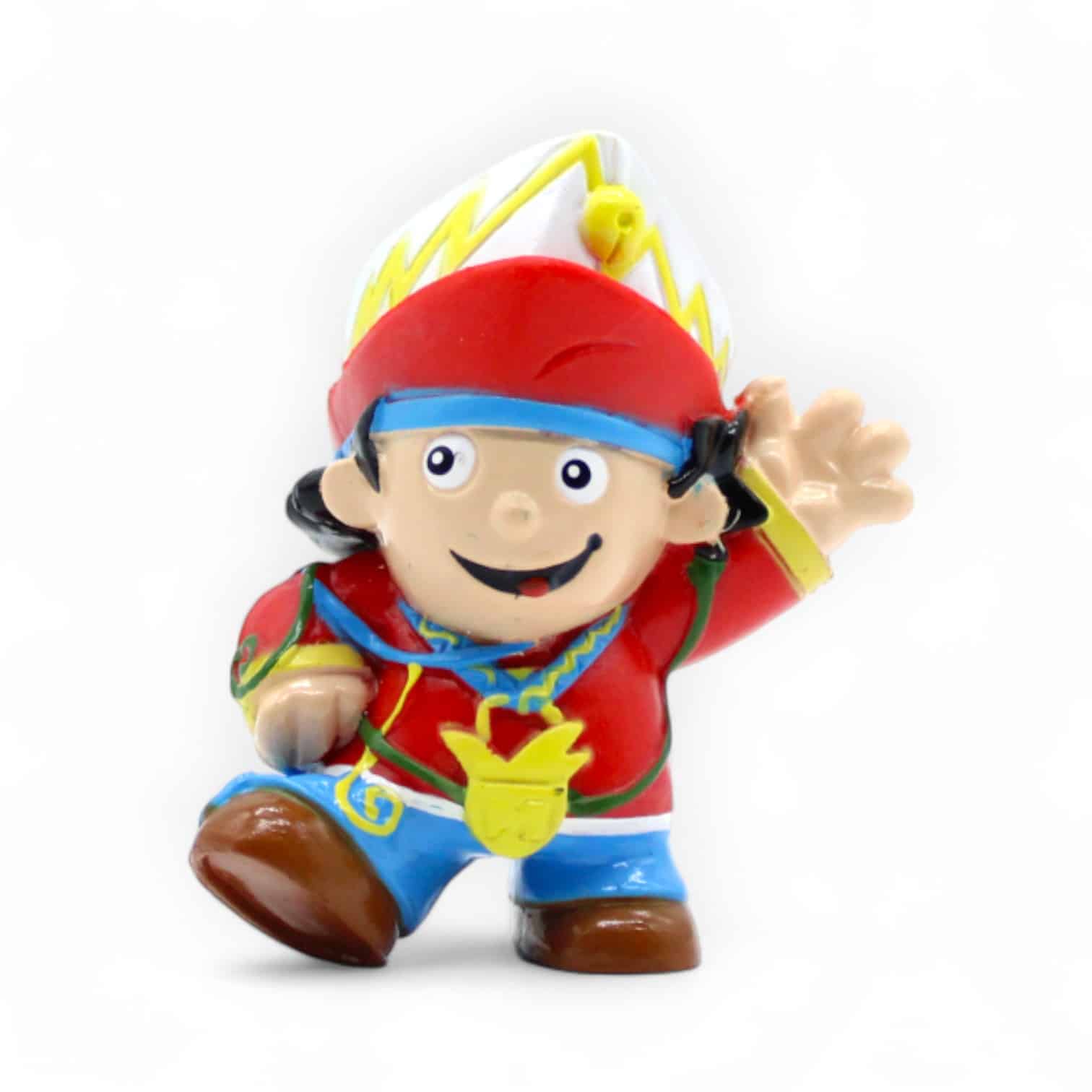 Mainzelmännchen Figur mit Narrenkappe, Luftschlangen und Orden.